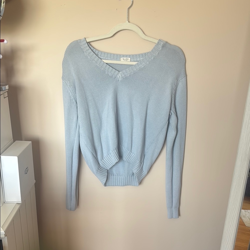 Brandy Melville Blue V-Neck Sweater